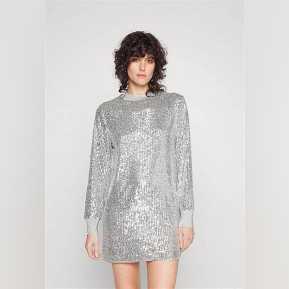 All Saints silver Juela mini dress (Sz S)